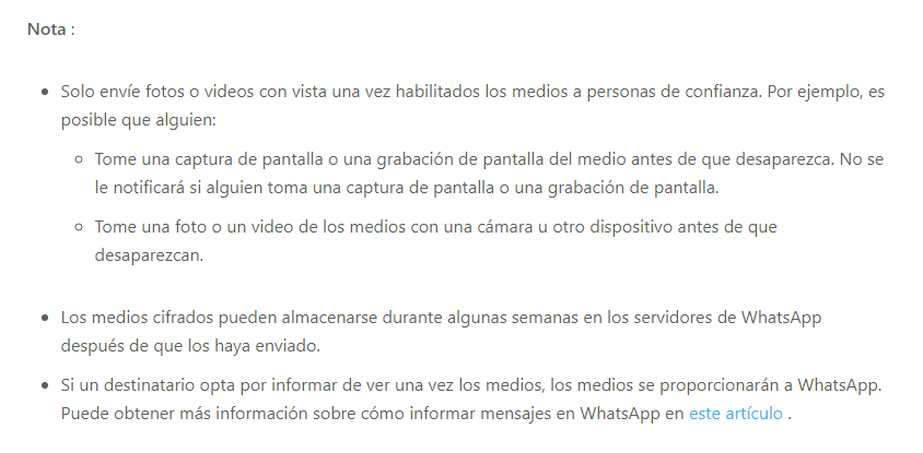 Recomendaciones de WhatsApp para el uso de viewonce